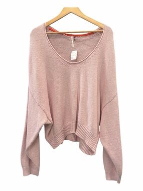 Free People Scoop Neck Oversized Sweater in Dusty Rose